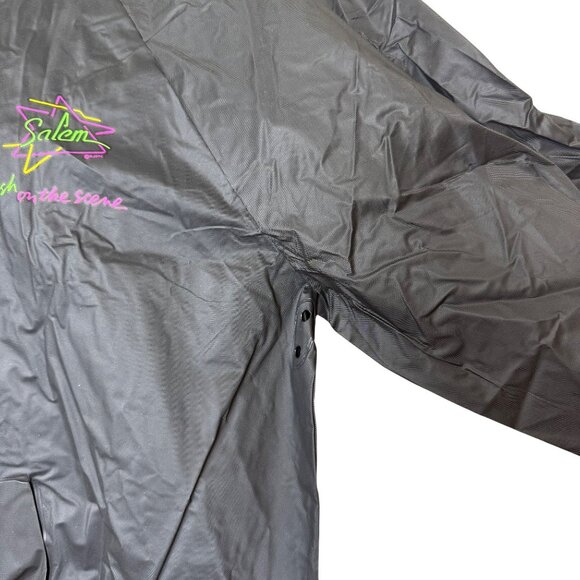 Vtg Salem Fresh On The Scene Cigarettes Windbreaker 90s Retro Black Neon PVC OS - Picture 5 of 12